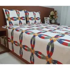 Cobre Leito Casal Padrão Piquet Estampado 3 Peças Prático Limpeza Fácil