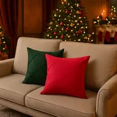 Kit 2 Capas de Almofadas Drapeadas Natalina Decorativa Natal 45x45 Suede Macio Elegante