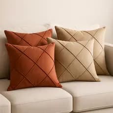 Jogo 04 Capas de Almofadas 45x45  Suede Aveludado Macio Estilo Drapeado Para Sala Sofá Cama Elegante