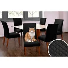 Kit com 4 ou 6 Capas de Cadeira de Jantar Matelada Acolchoada Anti Arranhão Protetora Luxo Ajustável