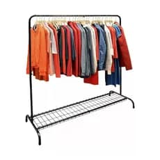 Arara Cabideiro Roupas com Sapateira 126 cm Preta Organizador Grande Resistente Preta Organizadora