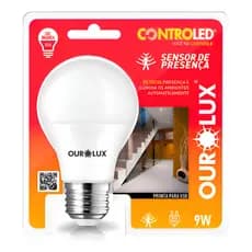 Lâmpada LED Bulbo Ourolux 9W Bivolt Branca 6500K Sensor Luminosidade Controled Fotocélula