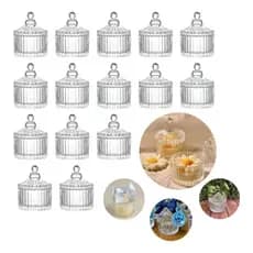 Kit 40 Mini Bomboniere Potiche de Vidro Cristal Doces Decoração Lembrancinha Presente Aniversario