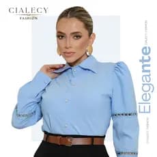Camisa Longa Moda Feminina Evangélica Lisa Yarda na Manga com Botões Elegante Basica Social Elegante