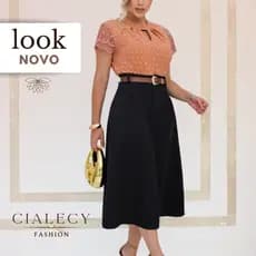 Saia Midi Alfaiataria Social com Cinto Botão Elegante Moda Feminina Evangélica Social Básica Chic
