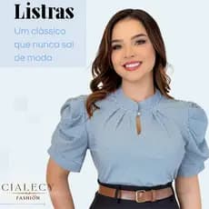 Blusa Camisa Manga Curta Feminina Listrada Moda Evangélica Clássica Social Elegante Básica Estilosa