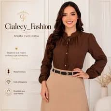 Blusa Feminina Social Manga Longa Crepe Premium Gola e Botão Pérolas Elegante Moda Evangélica Casual