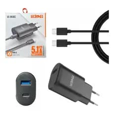 Lelong LE-283CC Carregador Duplo Turbo 20w Usb Compativel Tablets + Usb TYPE-C Carregador Turbo