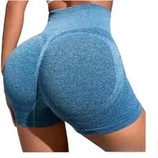 Shorts AZUL Academia levanta bumbum Fitness Cintura Alta Modeladora Empina Bumbum Secagem Rápida