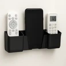 Suporte Triplo Parede Universal 2 Controles + Celular Fita dupla face Forte Preto e Branco