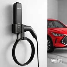 Suporte De Parede Carro Elétrico Carregador Compatível Byd Tipo C Tipo 2 Top Preto