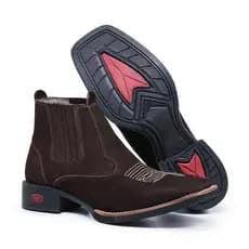 Botina Masculina Bico Quadrado Em Couro Nobuck