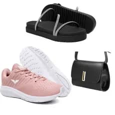 Tênis Esportivo Caminhada Com Papete Com Glitter + Bolsa Transversal
