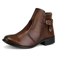 Bota Coturno Feminino Cano Curto com Zíper Lateral Elegante Prático