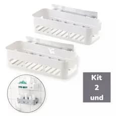 Kit 2 Suporte Organizador De Parede Plástico Para Shampoo Banheiro Cozinha Adesivo