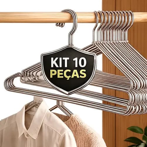Kit 10 Cabide Tintureiro Metal Aco Cromado Adulto Resistente Atacado
