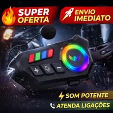 OFERTA Intercomunicador Bluetooth Capacete Moto B08 Com Microfone | RGB LED | Atende Ligações | Música | À Prova D’Água