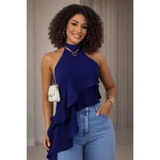 Blusa Feminina Capa Boho Chic Bata Assimétrica Multiformes Elegante - Cores Da Copa Brasil (REGATA)
