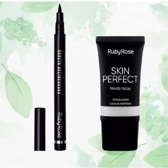 Caneta Delineadora Professional Ruby Rose Hb-090 +Primer Facial Ruby Rose Skin Perfect HB-8086