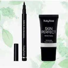 Caneta Delineadora Professional Ruby Rose Hb-090 +Primer Facial Ruby Rose Skin Perfect HB-8086