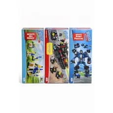 Blocos de Montar Infantil 3 Modelos Robô Locomotiva Castelo | Brinquedo Educativo Criativo +3 An