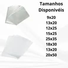 Saco Transparente Cristal PP Transparente - Kit com 50unid 13x20 12x25 15x25 25x35 18x30 13x20 20x50