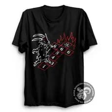 Camiseta Camisa  Baphomet Pulando Amarelinha Camisa Baphomet de Algodão Preta Unissex 100%Algodão do P ao G3