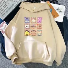 Kpop Skzoo Stray Kids Moletom Fofo K-Pop Kawaii Roupa De Rua Harajuku Folgado Inverno Moletons Pulôver Gráfico Premium