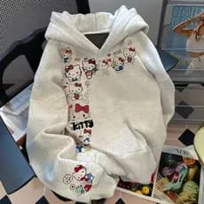 Blusão de Frio  Graffiti H K Desenho Charmoso Moda Outono Inverno Lançamento Manga Longa Com Bolso Top