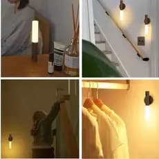 Luminaria , abajur de Presença Automática LED Noturna Magnética De Madeira Sensor De Movimento Inteligente Recarregável