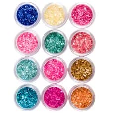 Kit 12x Madre Pérolas Encapsulamento Unhas Cores Diversas gliter flocado flor seca