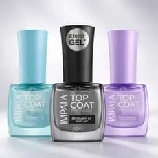 Top Coat Impala Efeito Gel - Brilho Absoluto Prolongado - Secagem 90 segundos Hipoalergênico Lançamento Esmalte Unhas