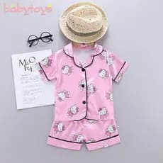 Bebê Crianças Meninos Menina Kitty Conjunto de estampa Hello Kits em quadrinhos Guto pijama shorts pijama pijama