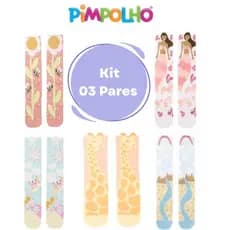 Kit 3 pares de meia infantil menina 3/4 Pimpolho ENVIO IMEDIATO