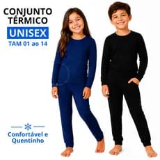 Conjunto Térmico Infantil Juvenil Segunda Pele Menina Menino Unissex Flanelado Calça e Blusa