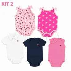 Kit 2 Body Bebê Manga Curta 100% Algodão Minimalista Liso Estampado Menino Menina