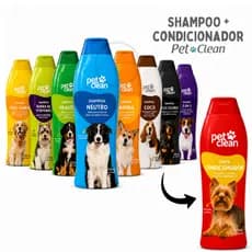 Kit Banho Shampoo e Creme Condicionador Pet Shop Pelos Cachorro Pet Clean