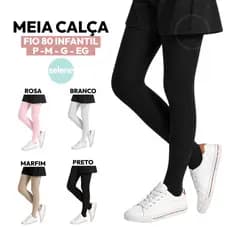 Meia Calça Infantil Algodão Fio 80 Grossa Confortável Elástica Ballet Selene