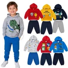 Kit 2 Conjuntos Moletom Infantil Menino Masculino Inverno Com Capuz Outono