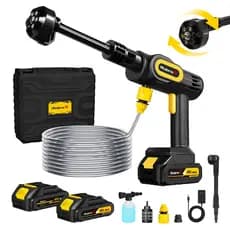 RubroX Lavadora de Alta Pressão 6 em 1 Sem Fio – 200W/300W 2 Baterias 6000mAh, Portátil para Carro