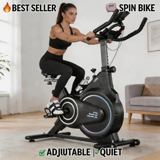 ZRSE Bicicleta Spinning  10kg Volante, Ajustável até 150KG, Monitor Digital e Suporte Celular