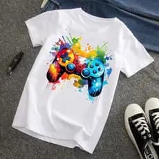 Linda CAMISETA  INFANTIL JUVENIL VARIOS MODELOS GAMER CONTROLE PLAY BLUSA MANGA CURTA MENINA MENINO UNISEX Envio Rapido