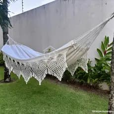 Rede Descanso Rede Dormir Casal king Luxo Rede de Dormir Gigante Reforçada Varanda Manual Artesanal