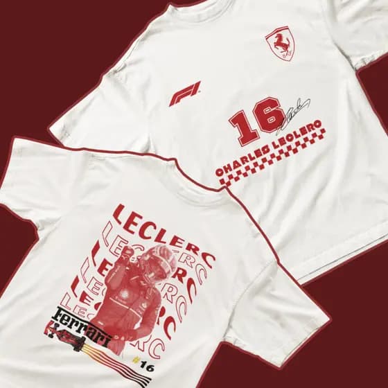 Camiseta Charles Leclerc Ferrari F1 Piloto Formula 1 Estampa Premium 100% Algodão