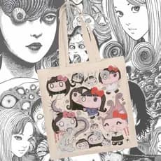 Bolsa Ecobag Junji Ito E Hello Kitty Cute Horror Sacola Ecológica Gótica Em Algodão Cru