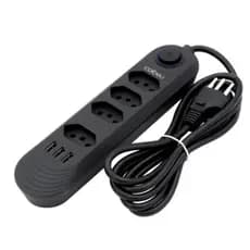 Extensão de tomadas 4 tomadas de 3 furos e 3 usb filtro de linha com cabo de 2m Bivolt