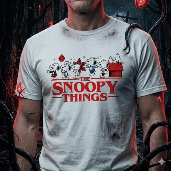 Camiseta algodão adulto unissex série snoopy things tv