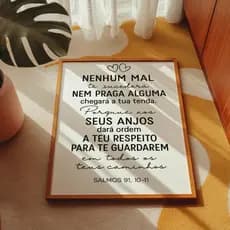 Quadro Decorativo Nenhum Mal Salmo Bíblia Cristã Proteção Versículo Fé Parede Decoração