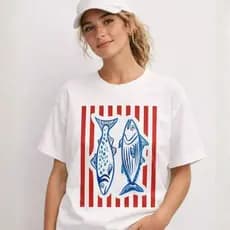 T-Shirt Camiseta Over Feminina 100% Algodão de Cereja Tam. Un.