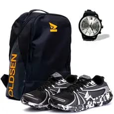 Kit Tênis Masculino Leve  Macio Caminhada Academia + Mochila Escola + Relógio Promoção